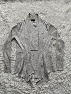 Verve Ami Light Gray Speckled Open-Front Cardigan